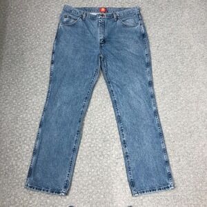 Wrangler Jeans Mens 38x32 Blue Slim Fit Straight Leg Denim Western 36MWZSW Norm